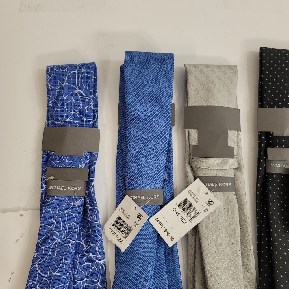 Michael Kors Necktie Lot Mens‎ One Size 4 Ties Various Colors and Patterns NEW - Picture 5 of 7